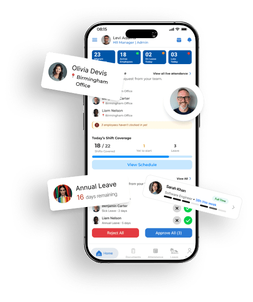 WPC HR mobile app dashboard