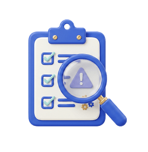 Clipboard and magnifier illustration representing a compliance audit
